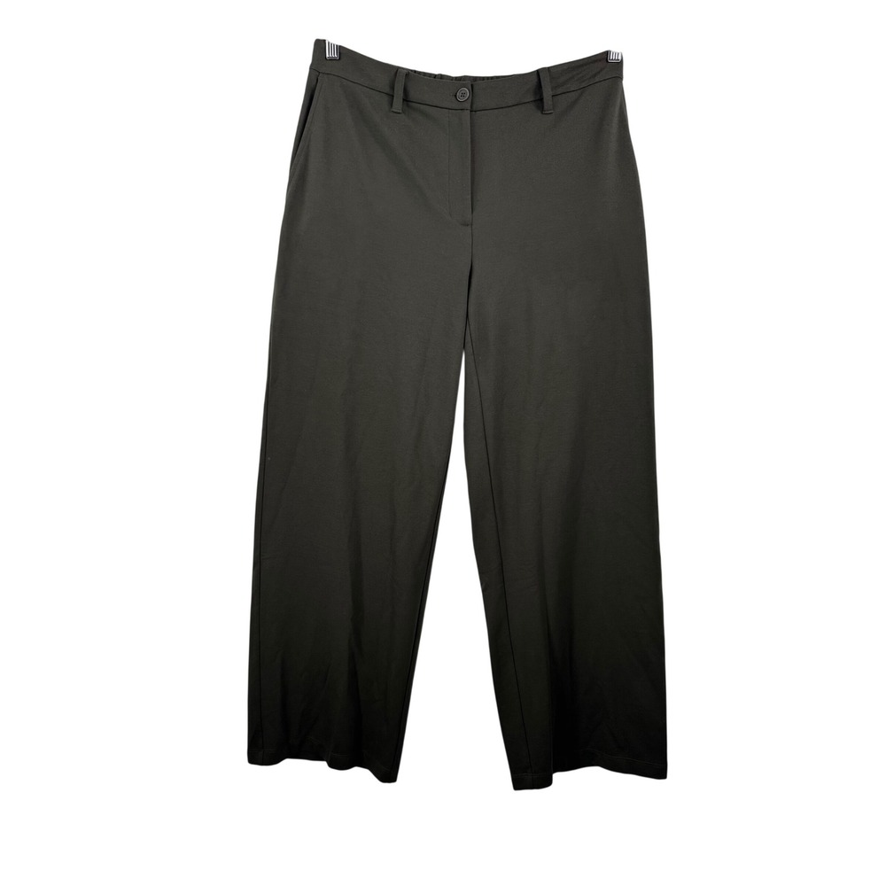 Eileen Fisher washable flex ponte Wide Leg Pants sz Green‎ Tencel minimalist
